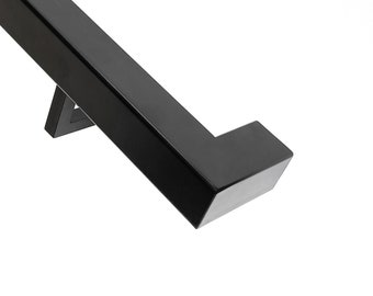 Square Profile Wall Mount Handrail - Black Metal Handrail for Stairs, Mid Century Modern Hand Railing, Brackets Included