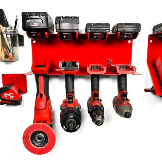 Milwaukee M18 Drill and Battery Shelf W 4 or 6 Slots Cordless Drill Organizer Power Tool Holder Garage Organization Christmas Gift Etsy