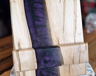 Spalted Maple Cookbook • Stand Tablet Holder • Wood & Epoxy Kitchen Decor • Handcrafted