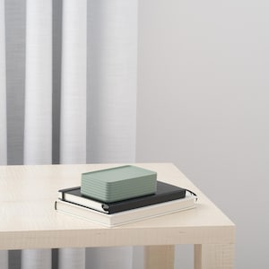 Earth Tone Home Decor | Sculptural Organization Box | Rib Series Original Box – Matte Muted Green Color