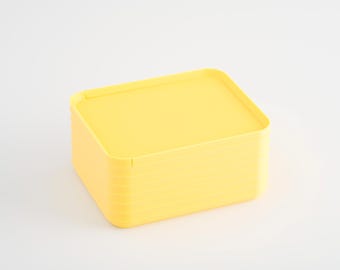 Modern Storage Box | Desk Organization | Rib Series Small Box – Matte Lemon Yellow Color