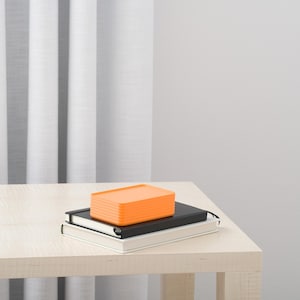 Stacking Storage Box | Modern Catch-All Container | Rib Series Original Box – Matte Sunrise Orange Color