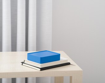 Modern Organization | Stacking Storage Box | Rib Series Double-Wide Box – Matte Marine Blue Color