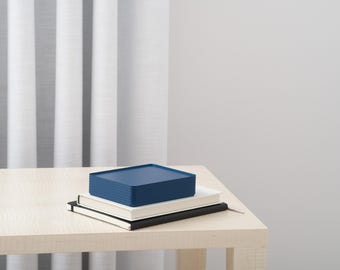 Modern Organization | Stacking Storage Box | Rib Series Double-Wide Box – Matte Army Blue Color
