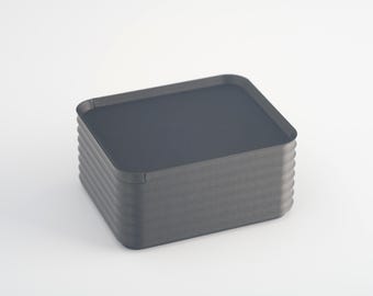 Minimalist Storage Box | Home Organization | Rib Series Small Box – Metallic Iron Gray Color