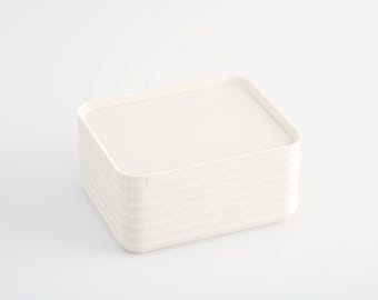 Small Storage Box | Minimalist Organization | Rib Series Small Box – Matte Bone White Color