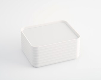 Modern Storage Box | Minimalist Desk Organization | Rib Series Small Box – Light Gray Color