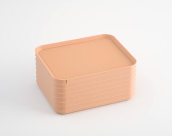 Minimalist Home Decor | Stacking Storage Solution | Rib Series Small Box – Matte Caramel Color