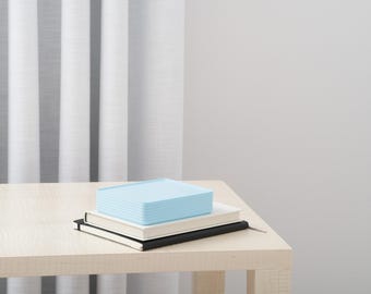 Modern Organization | Stacking Storage Box | Rib Series Double-Wide Box – Matte Ice Blue Color