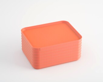 Orange Home Decor | Sculptural Storage System | Rib Series Small Box – Matte Terracotta Color