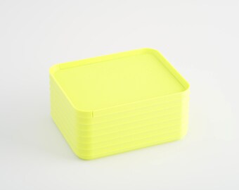 Bright Colorful Storage Box | Modern Organization | Rib Series Small Box – Matte Lime Green Color
