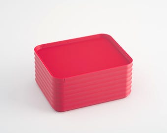 Red Home Decor | Sculptural Storage System | Rib Series Small Box – Crimson Red Color