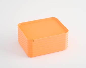 Modern Storage Box | Sculptural Home Decor | Rib Series Small Box – Matte Sunrise Orange Color