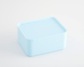 Minimalist Organization | Modern Storage Box | Rib Series Small Box – Matte Ice Blue Color