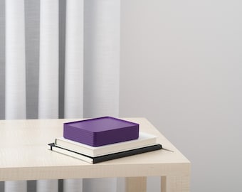 Modern Storage Box | Stacking Organization | Rib Series Double-Wide Box – Dark Purple Color
