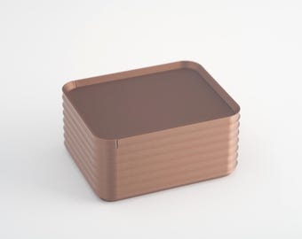 Minimalist Home Decor | Stacking Storage Organization | Rib Series Small Box – Metallic Copper Brown Color