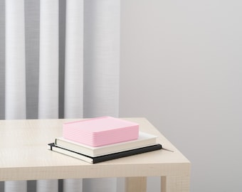 Modern Storage Box | Stacking Organization | Rib Series Double-Wide Box – Matte Sakura Pink Color