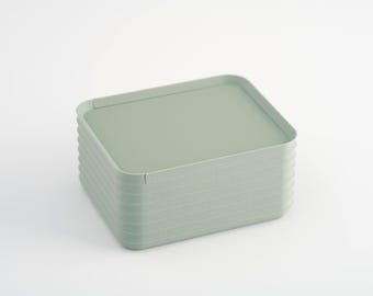 Minimalist Organization | Modern Storage Box | Rib Series Small Box – Matte Muted Green Color