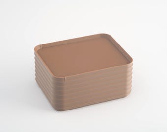 Minimalist Home Decor | Stacking Storage Solution | Rib Series Small Box – Cocoa Brown Color