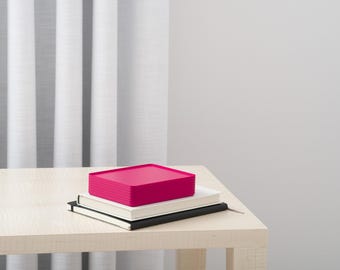 Modern Storage Box | Stacking Organization | Rib Series Double-Wide Box – Matte Fuchsia Color