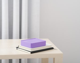 Modern Storage Box | Stacking Organization | Rib Series Double-Wide Box – Matte Lilac Purple Color