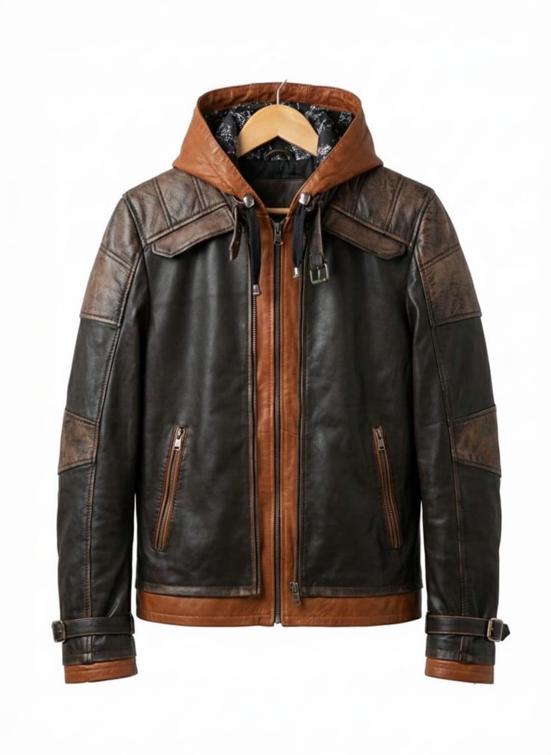 Schne Leder Bikerjacke Herren Bild