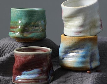 Tasse à expresso en céramique Wabi Sabi faite main, tasse à thé rustique, cadeau pour amateur de café