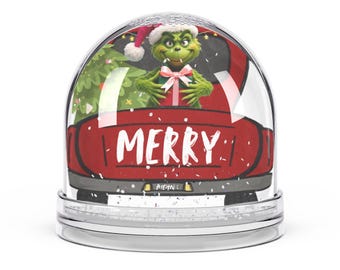 Bola de nieve de recuerdo con purpurina de El Grinch
