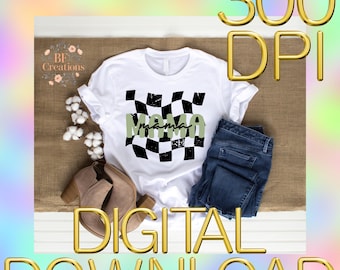 Mamá a cuadros retro PNG.