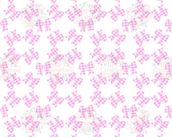 Lazo rosa a cuadros, patrón sin costuras, descarga digital PNG. Fondo transparente.