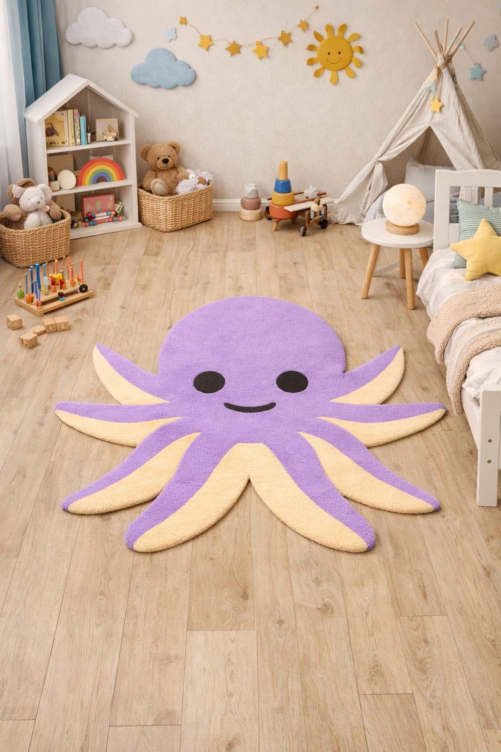 Octopus Channel Rug Hand Tufted Octopus Rug, Novelty Kids Carpet, Playroom Decor - Etsy