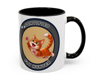 Taza de gato cazador de moscas certificado / Taza de café con gatito naranja