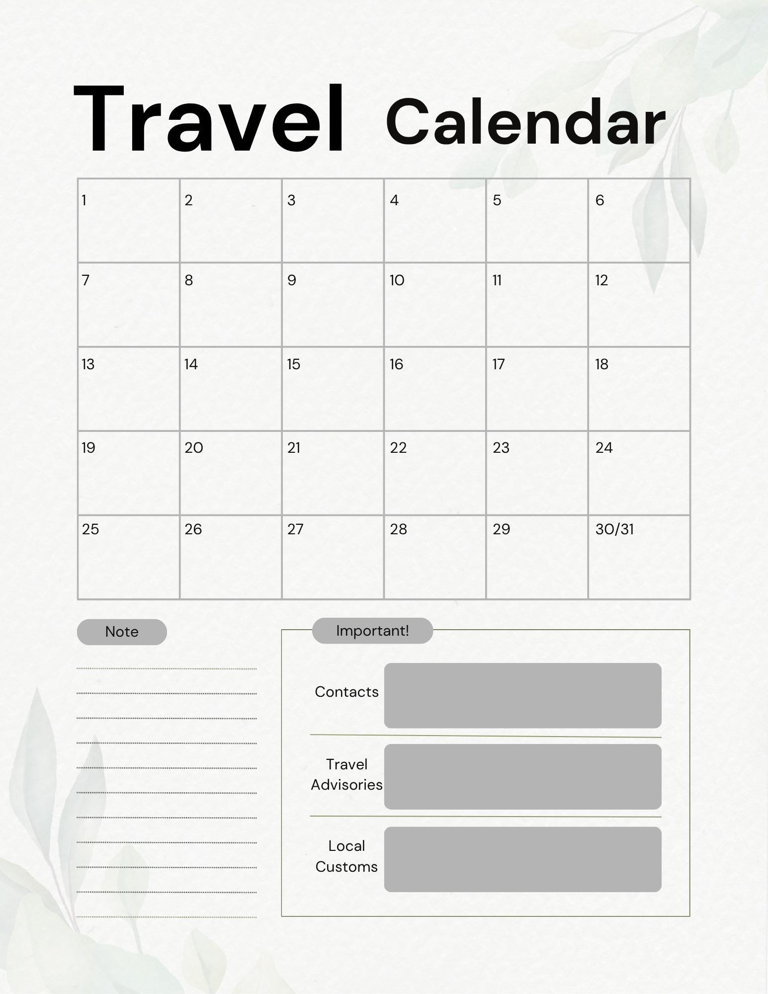 Travel Journal Printable PDF Vacation Diary, Adventure Log & Notes ...
