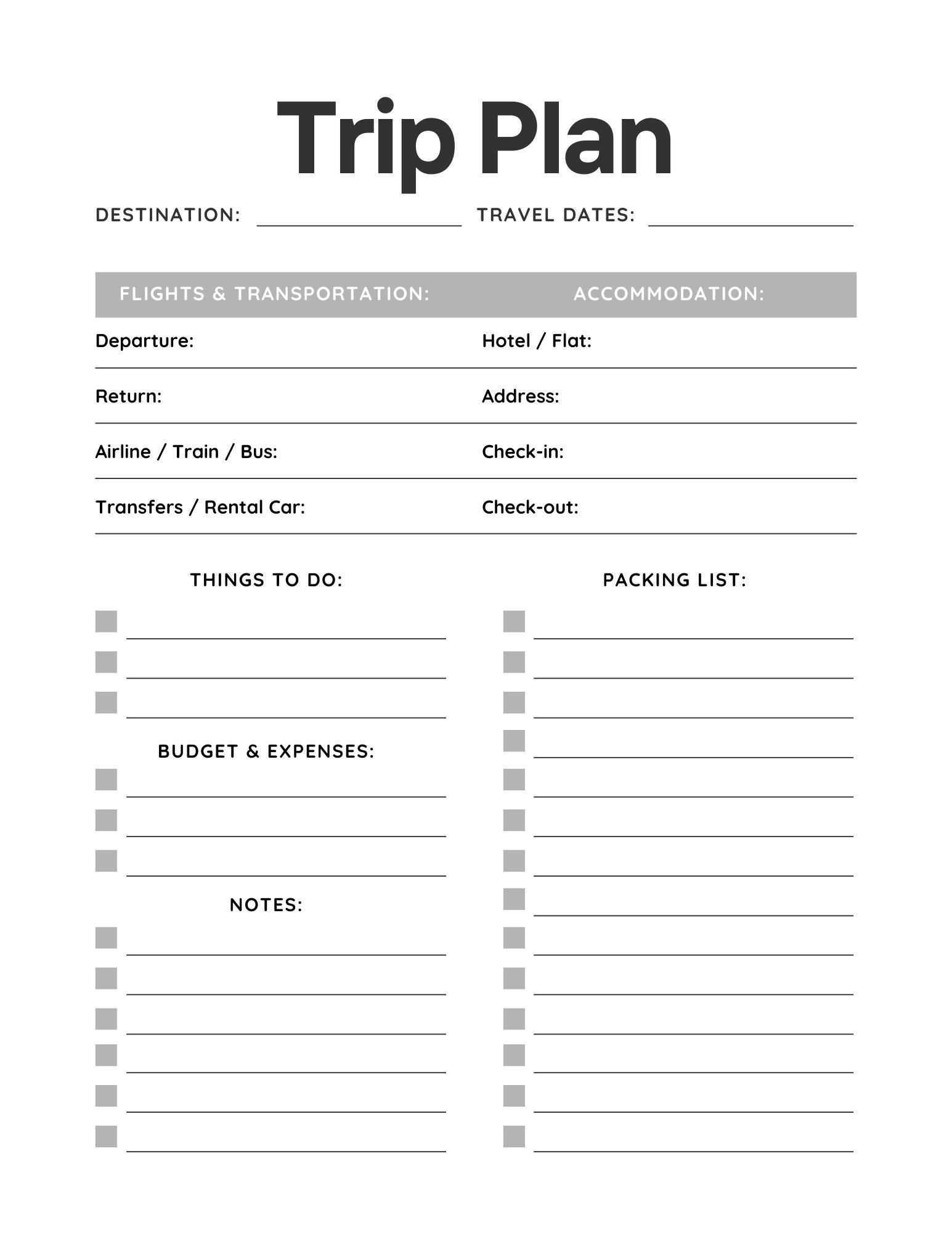 Travel Journal Printable PDF Vacation Diary, Adventure Log & Notes ...