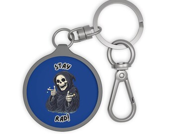 Llavero de metal con diseño de esqueleto de Stay Rad, diseño de la Parca Azul