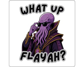 ¿Qué pasa, Flayah? (pegatina) / Pegatina cuadrada del Devorador de Mentes de Dungeons and Dragons