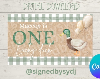 ONE lucky duck birthday banner template| digital download