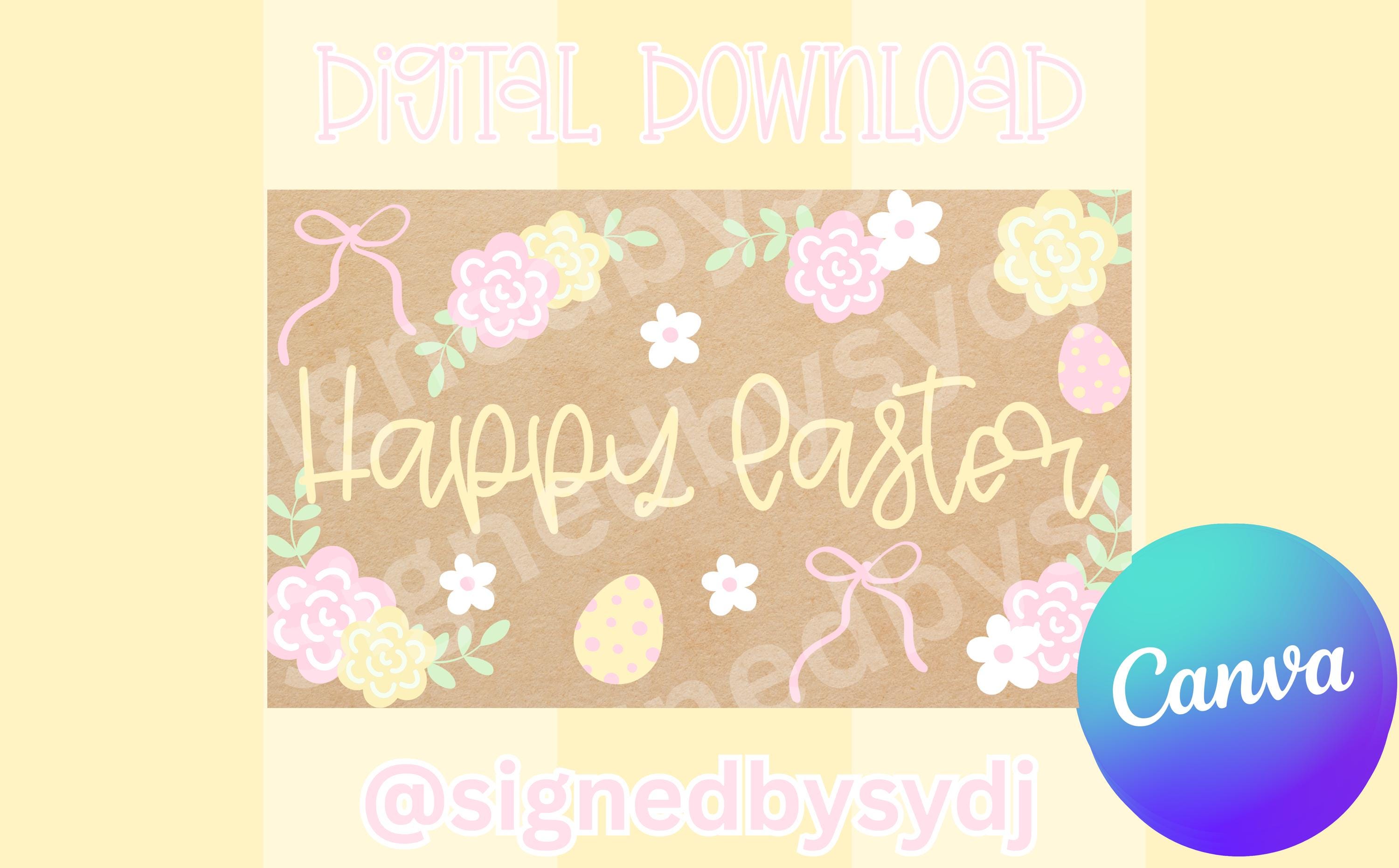 Happy Easter Floral Banner Template| Digital Download - Etsy