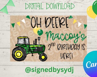 Traktor Geburtstag Banner Vorlage | digitaler Download