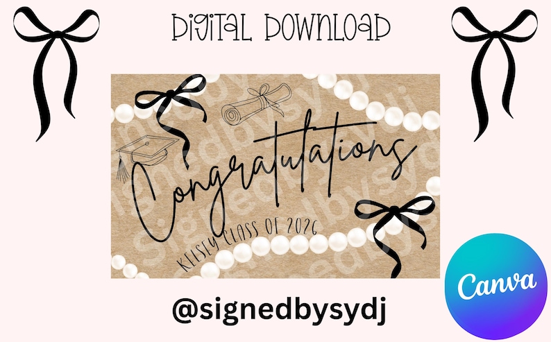 Bow For Graduation Script Graduation Bow Banner Template| Digital Download - Etsy