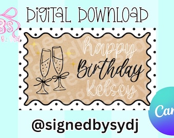 Polka dot birthday banner template| digital download