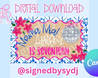 Plantilla/descarga digital para pancarta de cumpleaños de Mama Mia