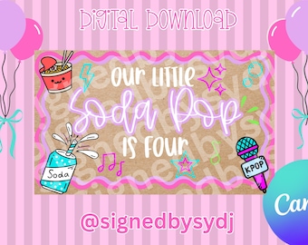 K pop birthday banner template| digital download