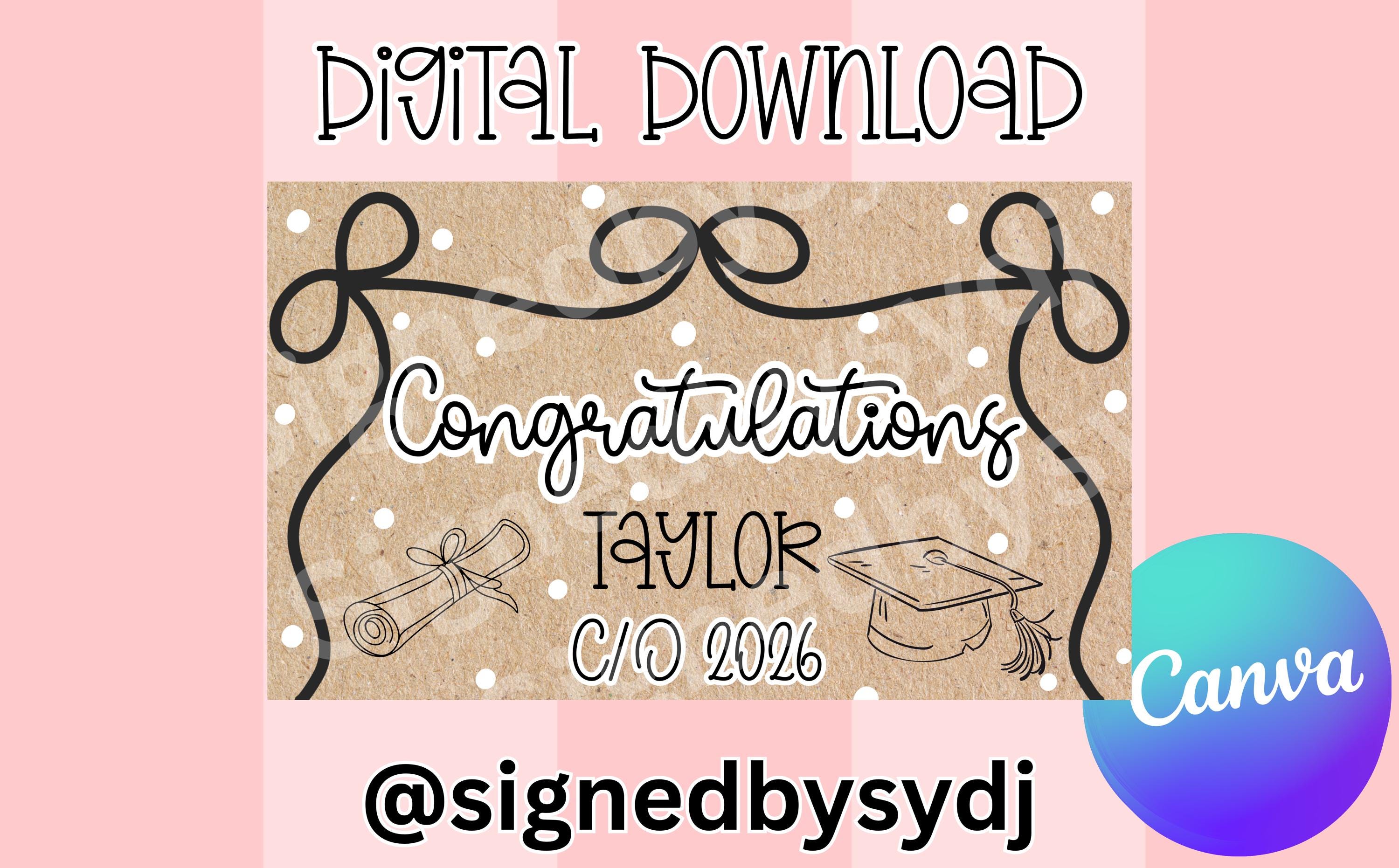 Bow For Graduation Script Graduation Bow Banner Template| Digital Download - Etsy