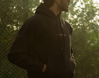 De Etrnl Hoodie | Zwarte katoenen fleece hoodie | Opdruk en geborduurd streetwear | Unisex oversized trui