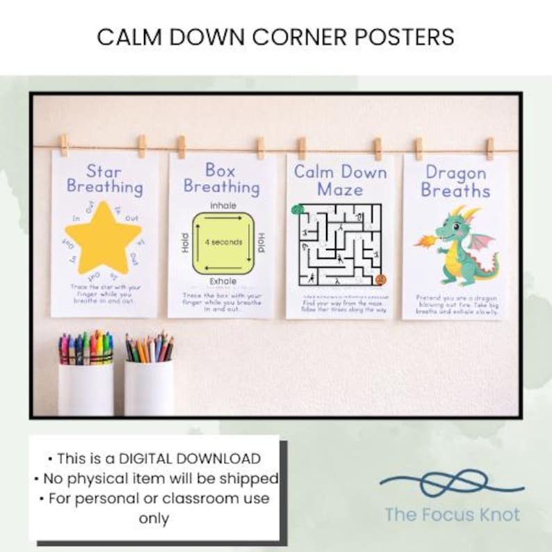 Calming Strategies Poster Set | Breathing & Regulation Visuals for Kids ...