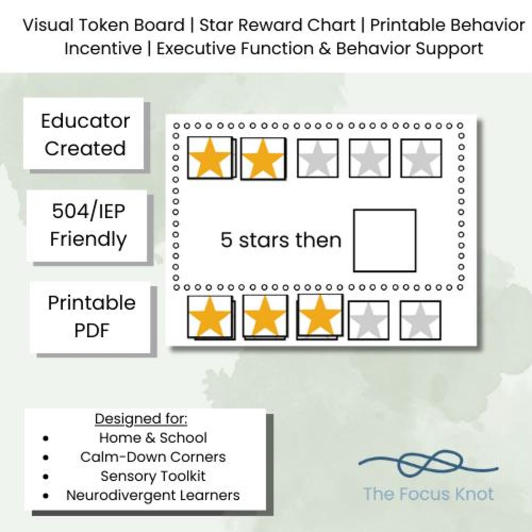 Weekly Visual Token Visual Token Board | Star Reward Chart | Printable Behavior Incentive ...