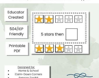 Visual Token Board | Star Reward Chart | Printable Behavior Incentive | 3 or 5 Star Goal | Executive Function & Behavior Support