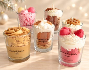Bougie gourmande artisanale parfumée en verrine – Plusieurs parfums au choix