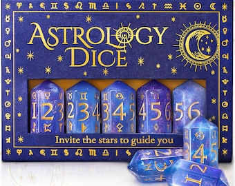 Astrology Dice for Readings – 6 Mystic Dice with Planetary Symbols & Zodiac Signs